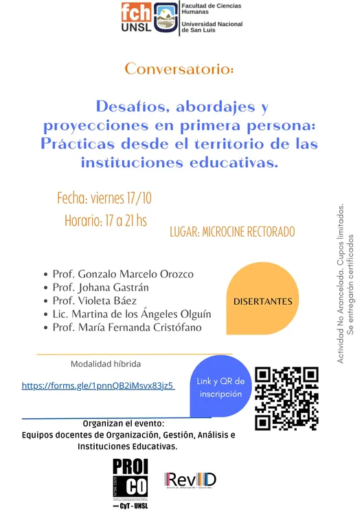 CONVERSATORIO DESAFIOS, ABORDAJES Y PROYECCIONES EN PRIMERA PERSONA